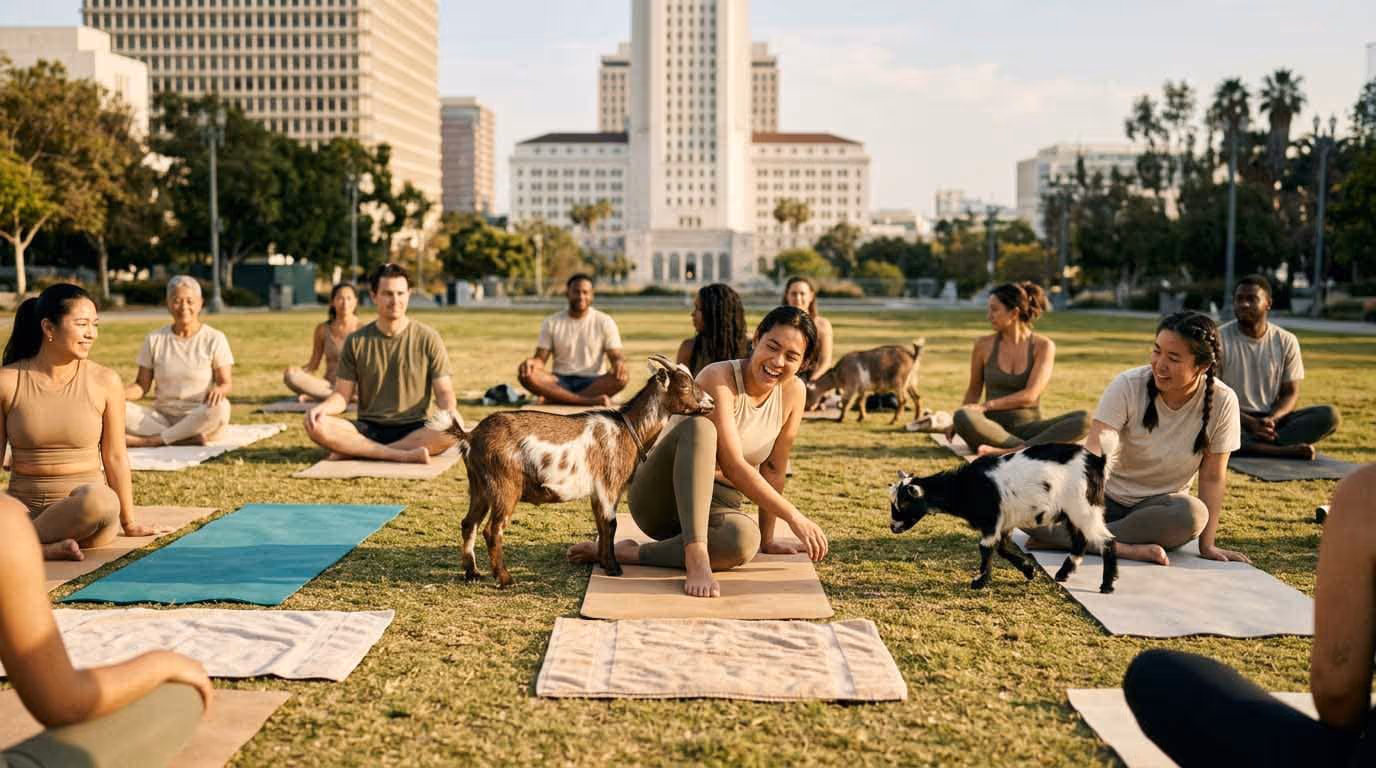 Free Goat Yoga at Grand Park
