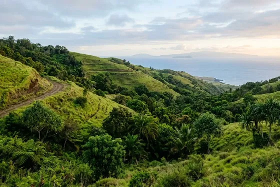 Upcountry Maui hillside with ocean views near Makawao, Hawaii
