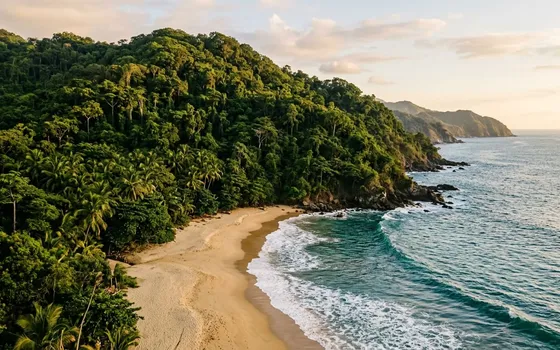 Jungle-covered hillside above a secluded Pacific beach near Sayulita, Mexico