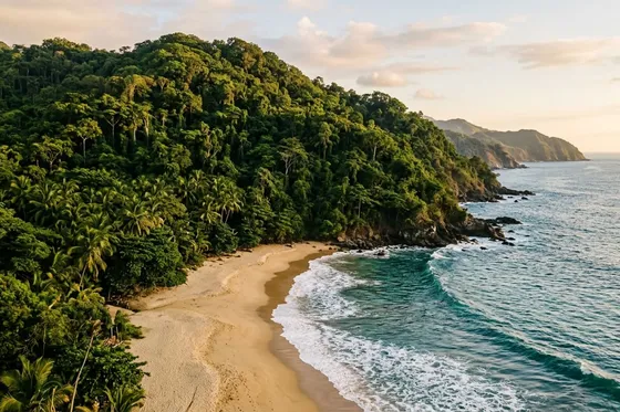 Jungle-covered hillside above a secluded Pacific beach near Sayulita, Mexico