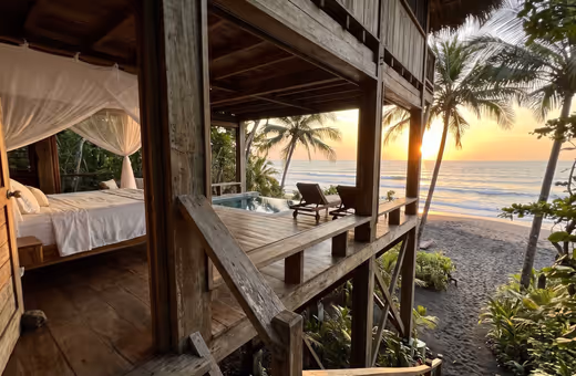 A jungle treehouse room above the beach at Mizata, El Salvador